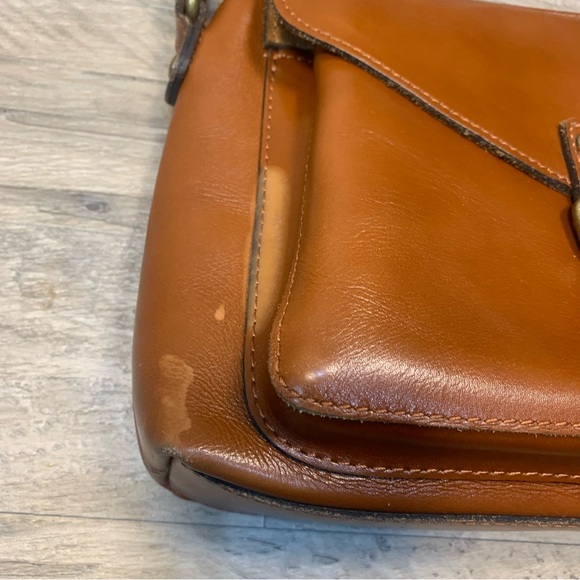 Patricia Nash Avellino Cognac Leather Saddle Satchel Tan Crossbody Bag - Picture 2 of 16